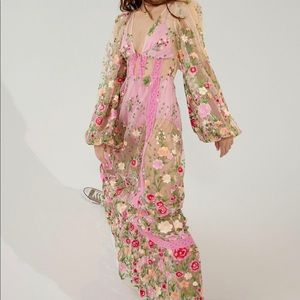 For Love & Lemons Luna Sheer Floral Maxi Dress